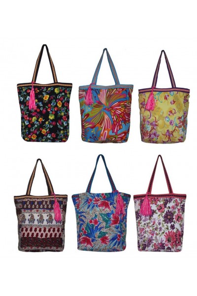 Printed polyetser bag 6 pcs set assorted prints